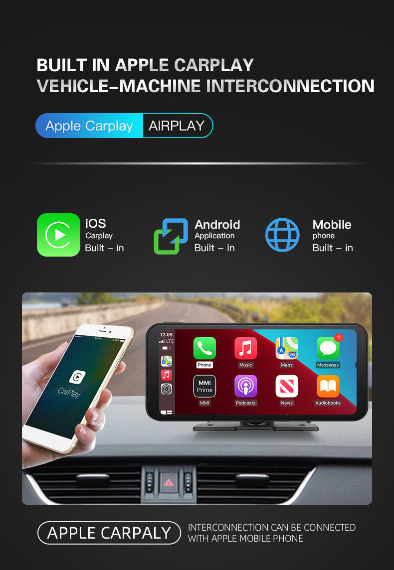 Wireless Apple Carplay & Android Auto for Car Stereo, Portable 6.86 Inch Apple Car Play Touch Screen