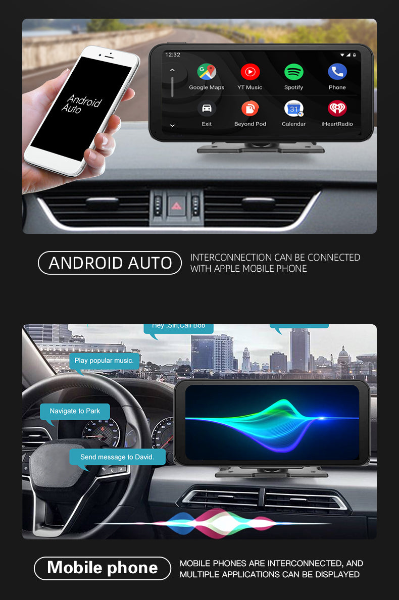 Wireless Apple Carplay & Android Auto for Car Stereo, Portable 6.86 Inch Apple Car Play Touch Screen