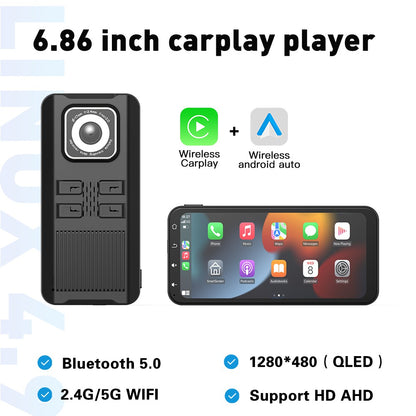 Wireless Apple Carplay & Android Auto for Car Stereo, Portable 6.86 Inch Apple Car Play Touch Screen