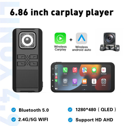 Wireless Apple Carplay & Android Auto for Car Stereo, Portable 6.86 Inch Apple Car Play Touch Screen